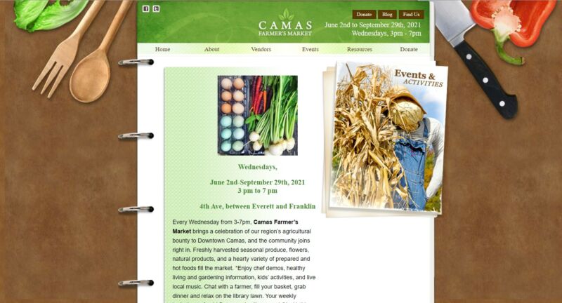 Camas Farmers Market Old Website