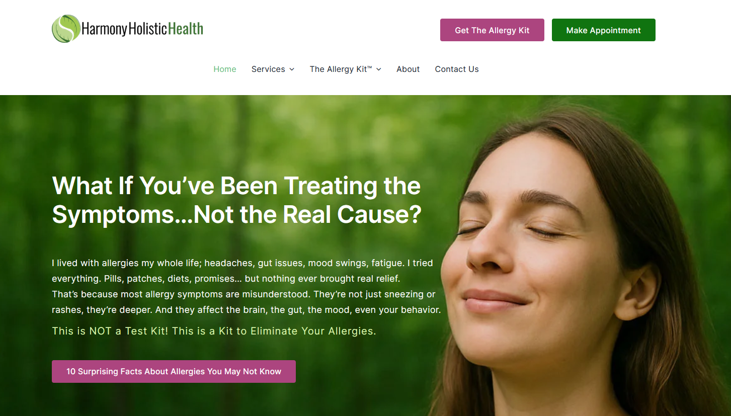 Harmony Holistic Health website